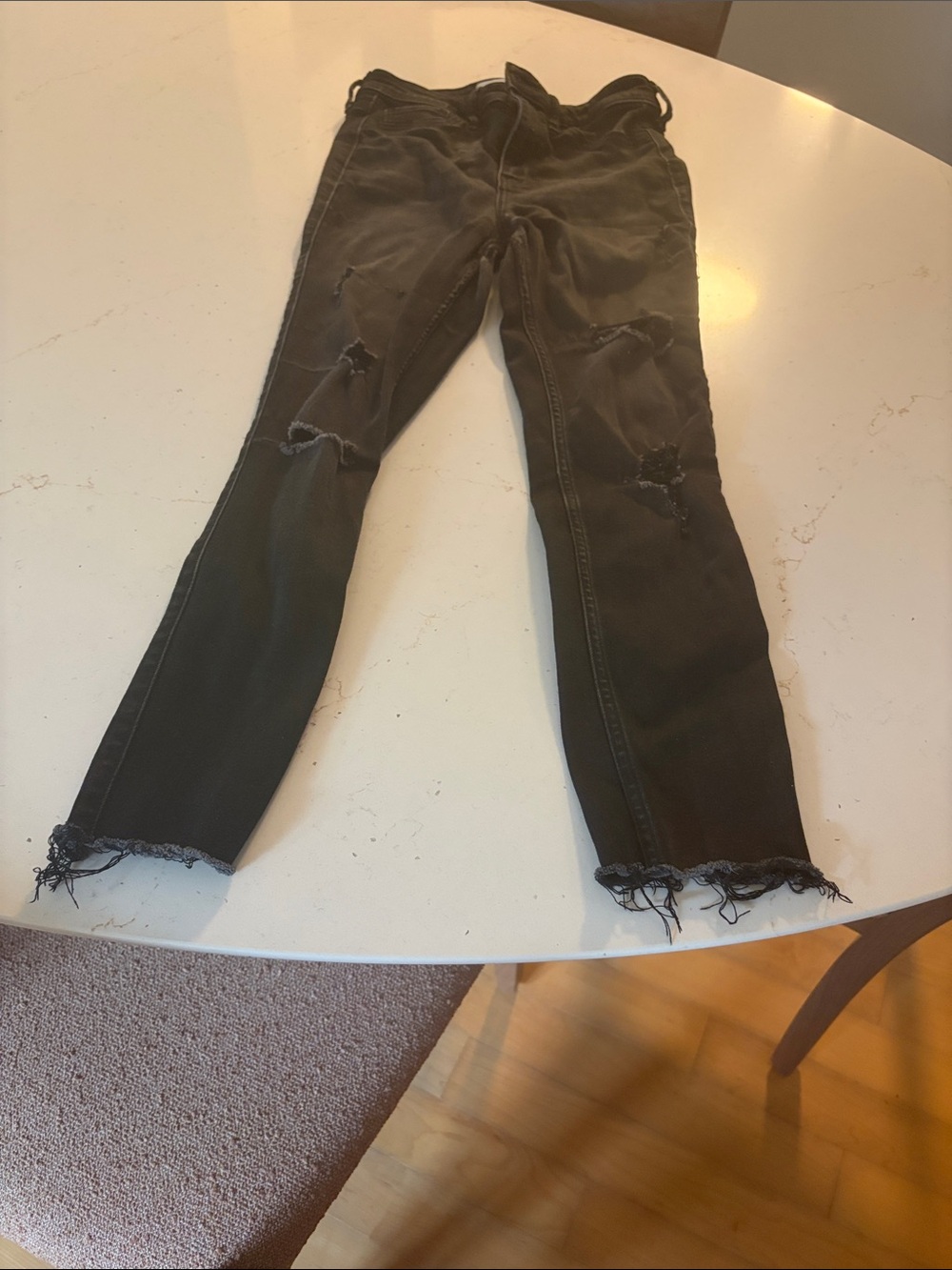 Hollister Black Ripped Skinny Jeans with Frayed Hem